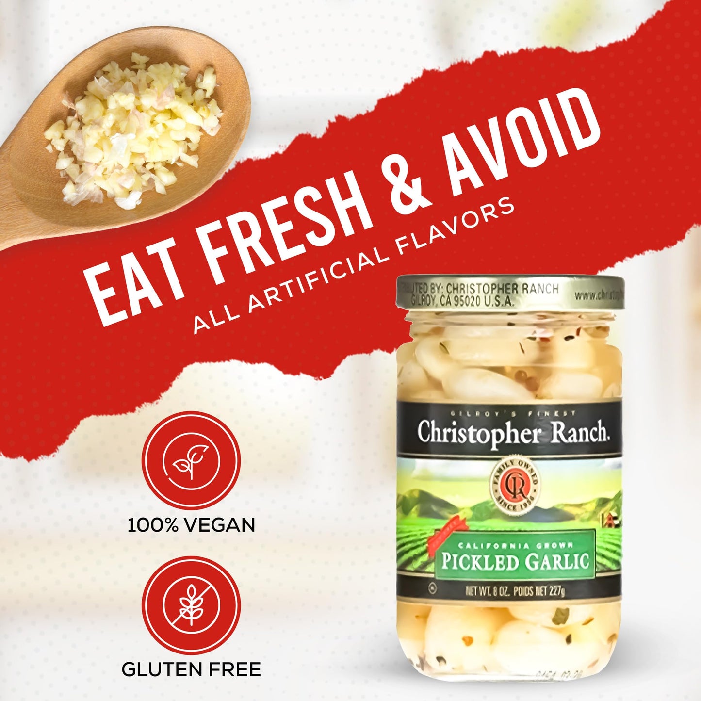 Christopher Ranch Pickled Garlic Cloves, 100% California-Grown, 8 oz Jar