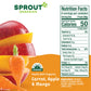 Sprout Organic Baby Food, Stage 2 Pouches, Fruit & Veggie Blend, Carrot Apple Mango, 3.5 Oz Purees (Pack Of 12)
