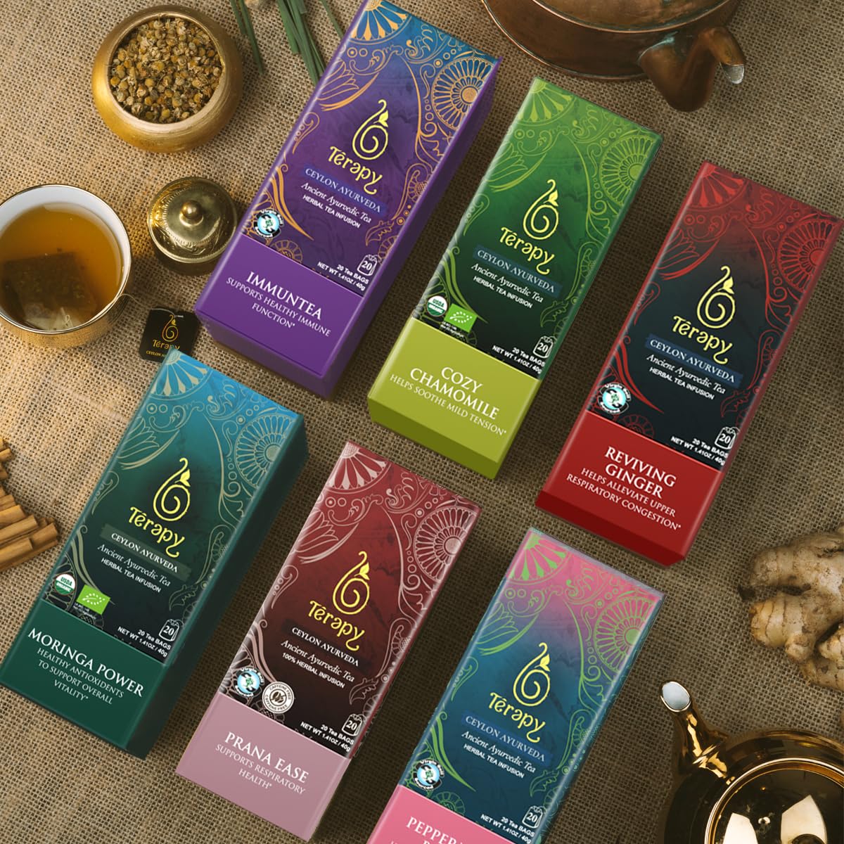 T  rapy Ceylon Stomach Ease Herbal Tea Bags | Soothes Stomach & Supports Healthy Digestion | All Natural Ayurvedic Ingredients I