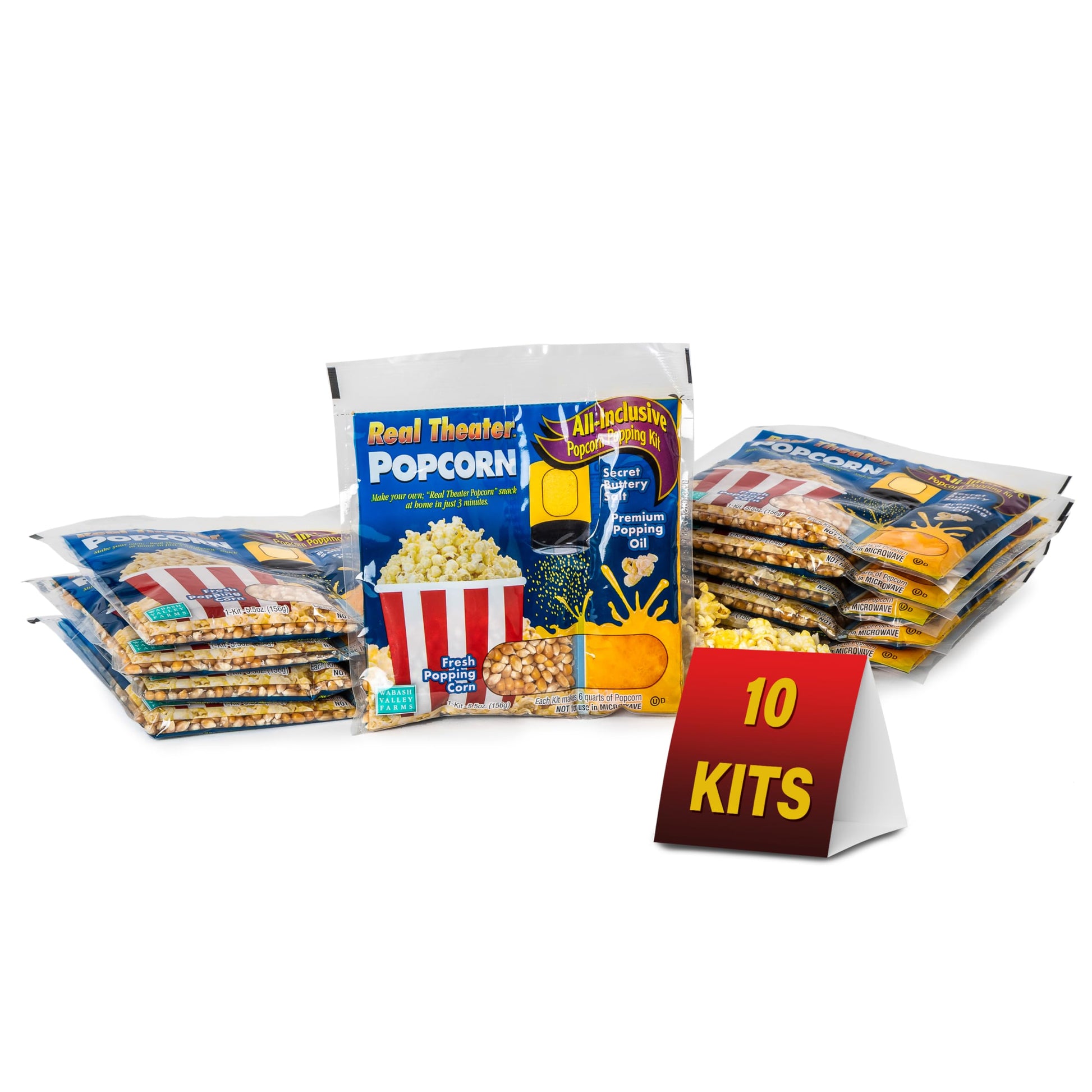 Wabash Valley Farms Theater Popcorn Kits - 10 Pre-Portioned Popcorn Machine Popcorn Packets, Popcorn Kernels For Popcorn Machine