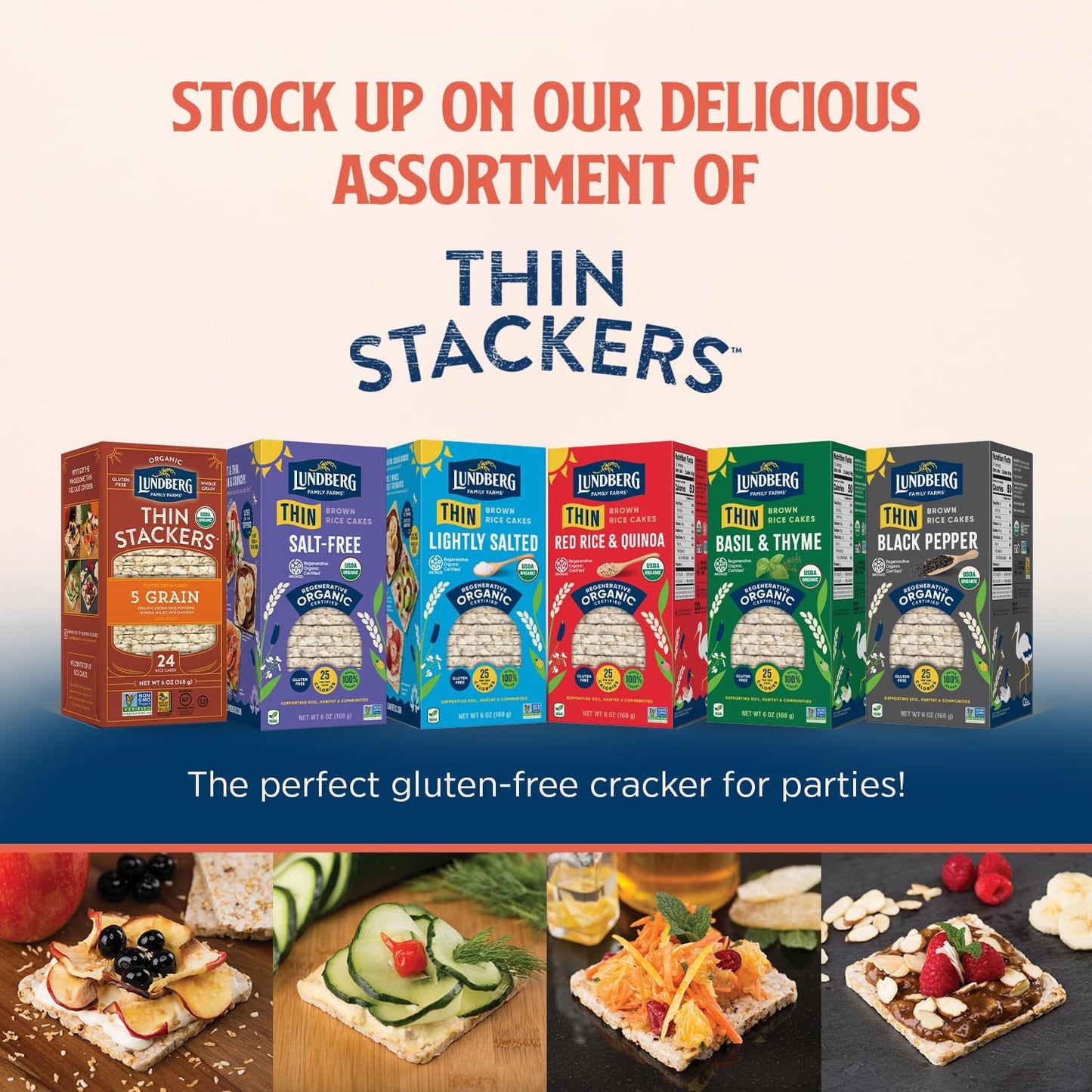 Lundberg Thin Brown Rice Cakes Variety 3-Pack - Regenerative Organic Certified Lightly Salted  Salt-Free  and Red Rice & Quinoa (Salt-Free)  Healthy Snacks  6 Oz Ea