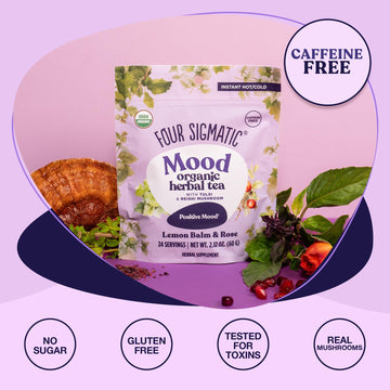Four Sigmatic Mood Organic Herbal Tea | Enhance Emotional Well-Being With Tulsi & Reishi Tea | Calming Lemon Balm Tea W/Adaptoge