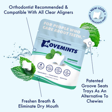 Movemints Clear Aligner Mints - Patented Aligner Seating Mints - Edible Alternative To Aligner Chewies - Xylitol Mints For Dry Mouth - Variety Pack (3 Pack)