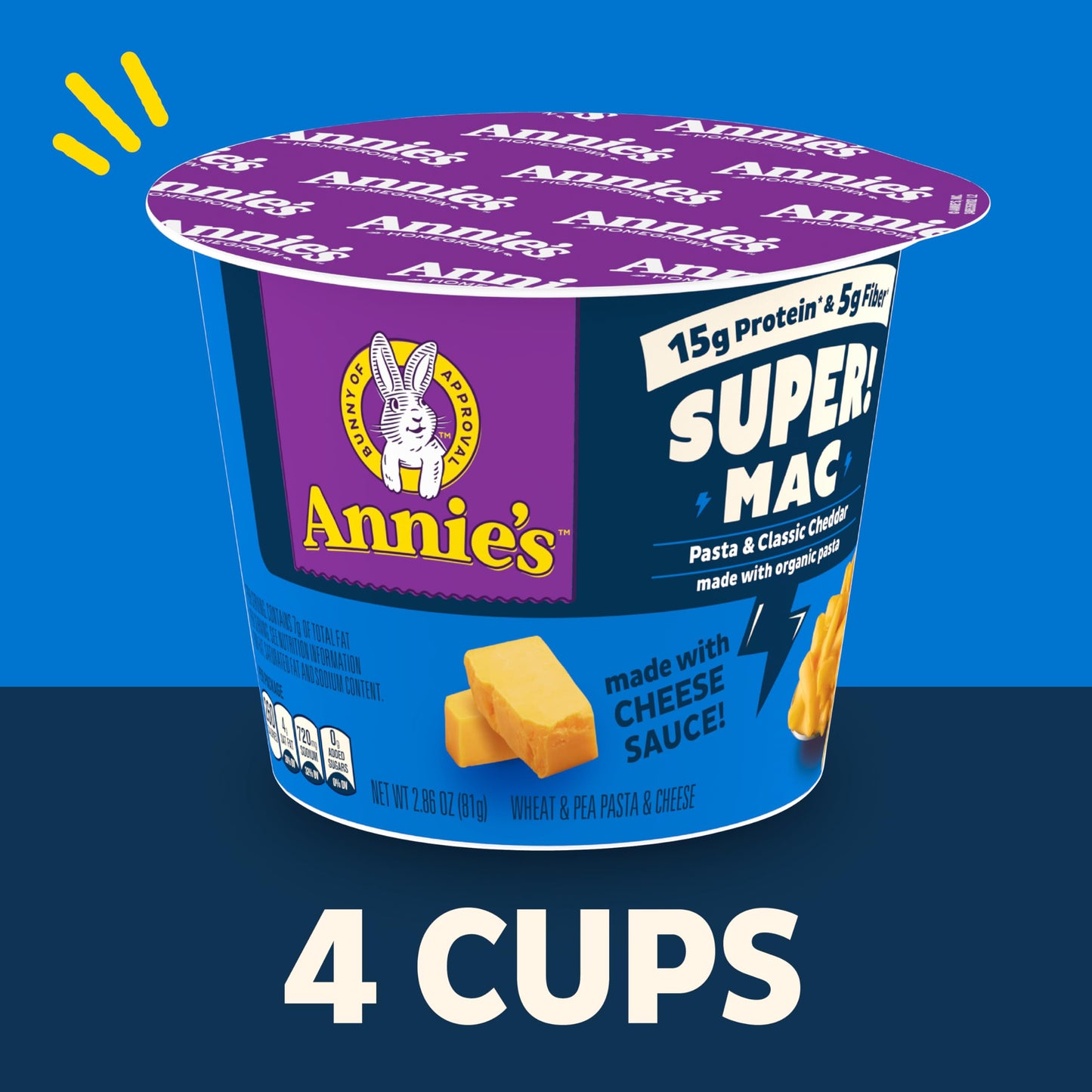 Annies Super! Mac Microwave Pasta and Classic Cheddar Cups  4 Ct  11.44 oz