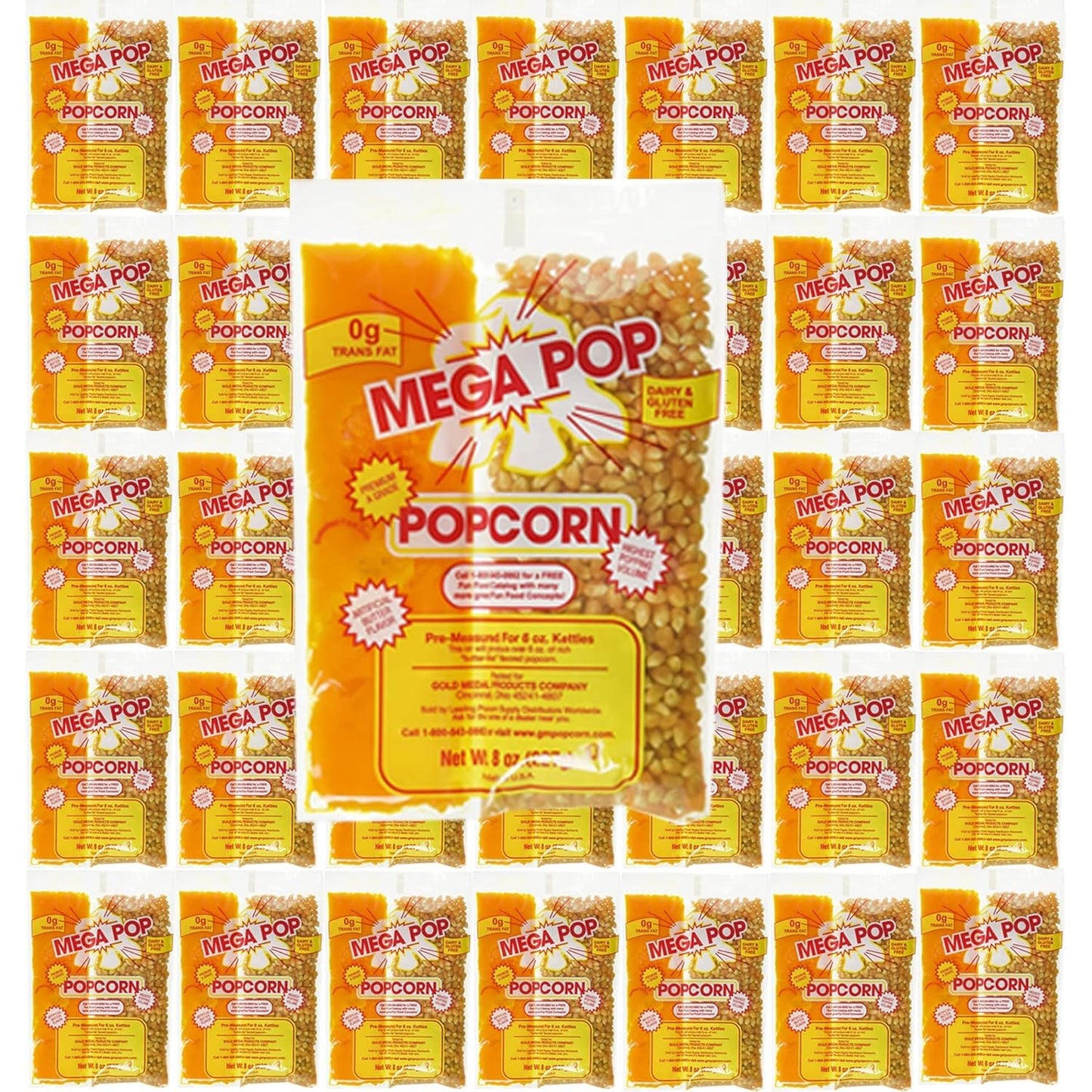 Generic Mega-pop Popcorn Kit - Oil and Salt with Coconut Oil, 36 Count, 288 Ounce (Pack of 1)