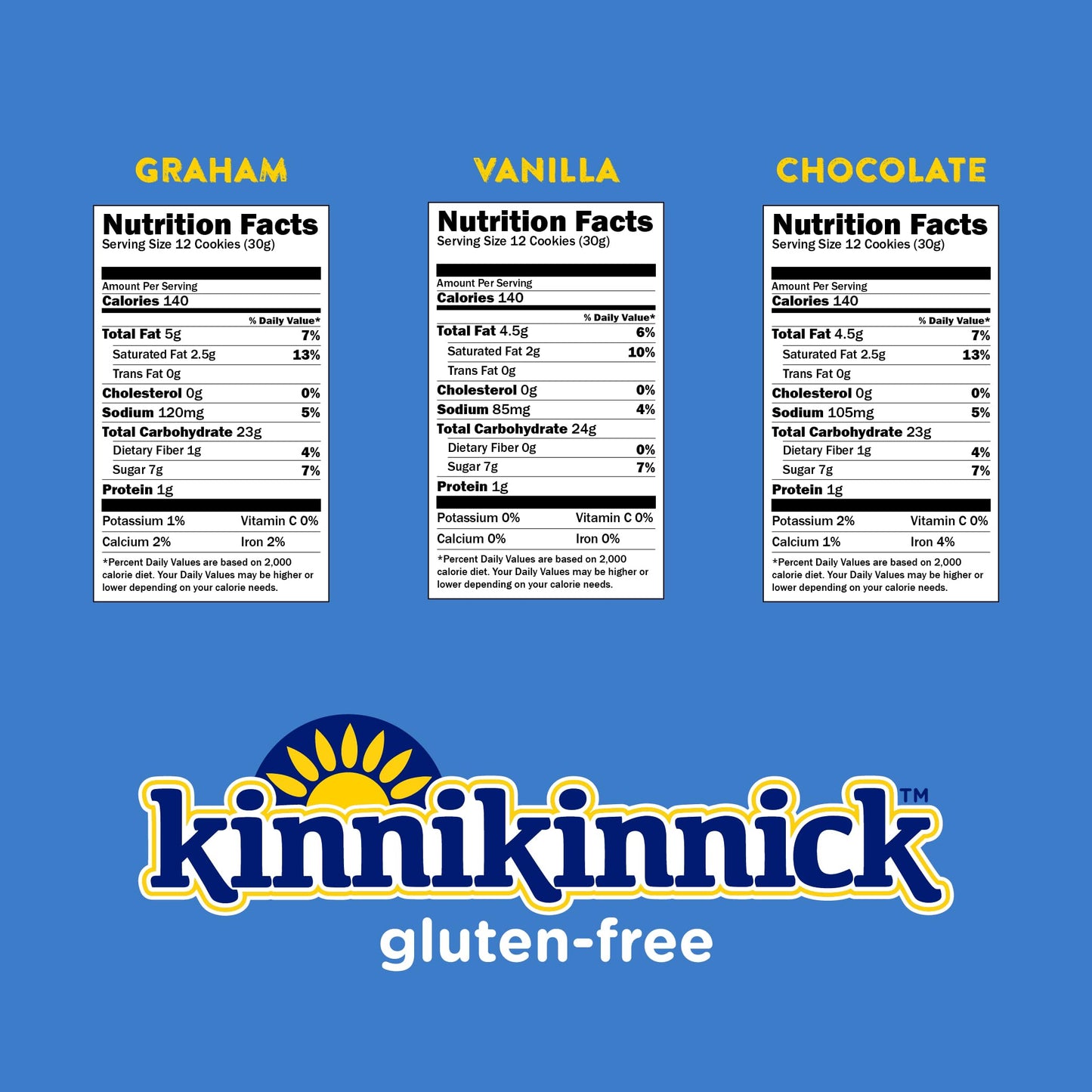 Kinnikinnick KinniKritters Animal Cookie Variety Pack - Vanilla, Chocolate, and Graham Style - Gluten Free, Allergy Friendly Veg
