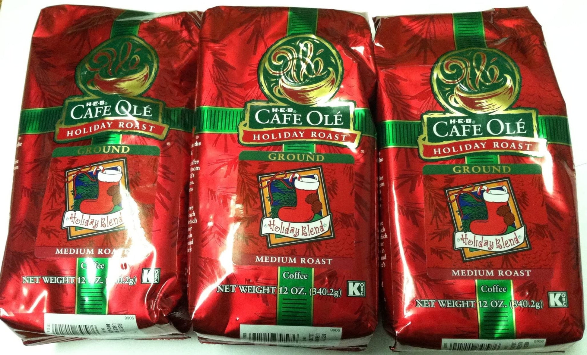 Heb Cafe Ole Ground Coffee 12Oz Bag (Pack Of 3) (Holiday Blend - Medium Roast)