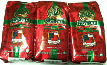 Heb Cafe Ole Ground Coffee 12Oz Bag (Pack Of 3) (Holiday Blend - Medium Roast)