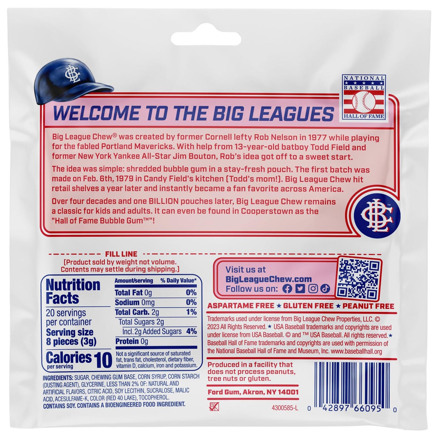 Big League Chew Strawberry Bubble Gum 3-Pack - 2.12oz Packets - Baseball Candy for   & Party Favors