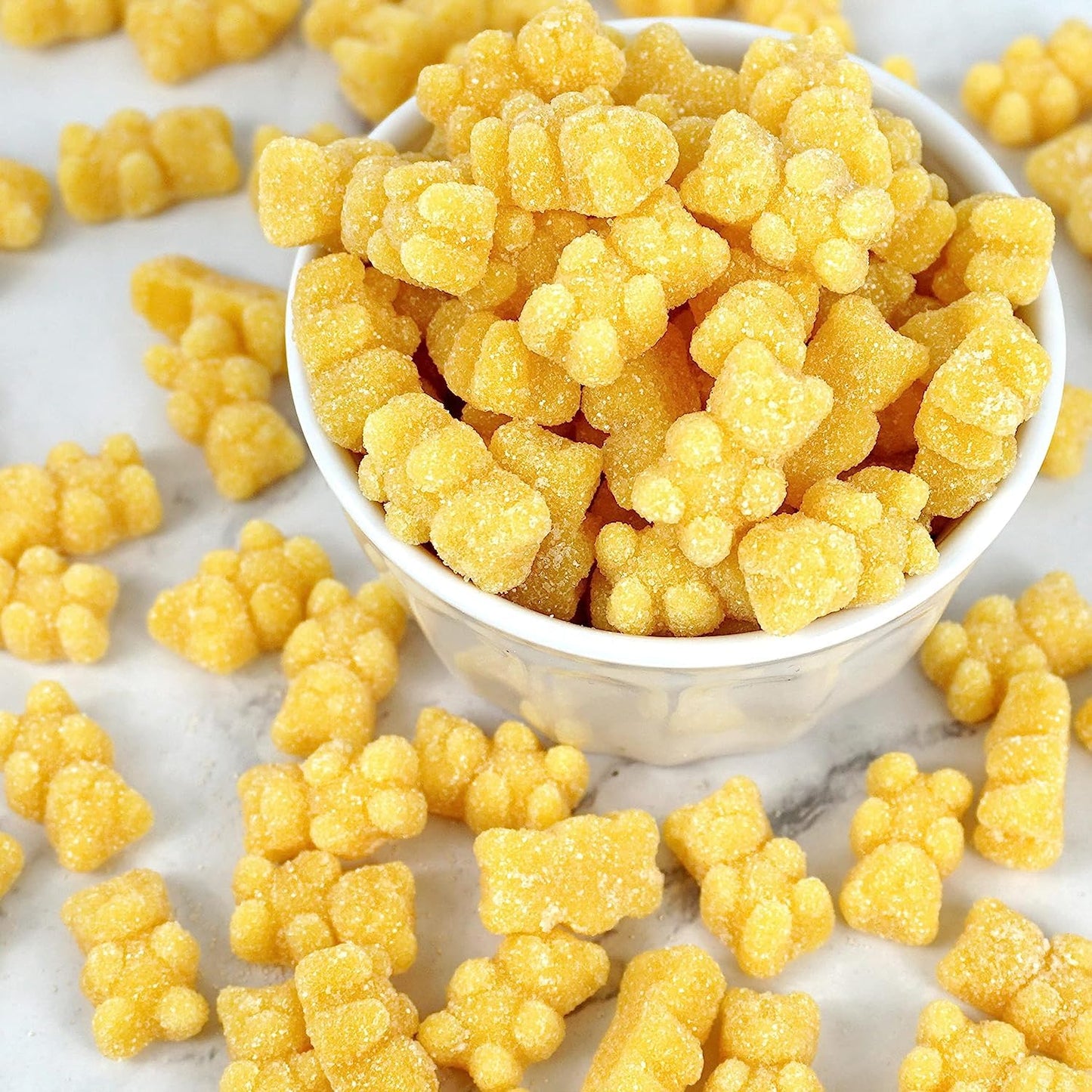 The Hampton Popcorn Company Yellow Gummy Bears, 22 oz Resealable Bag, Lemon Flavored Candy