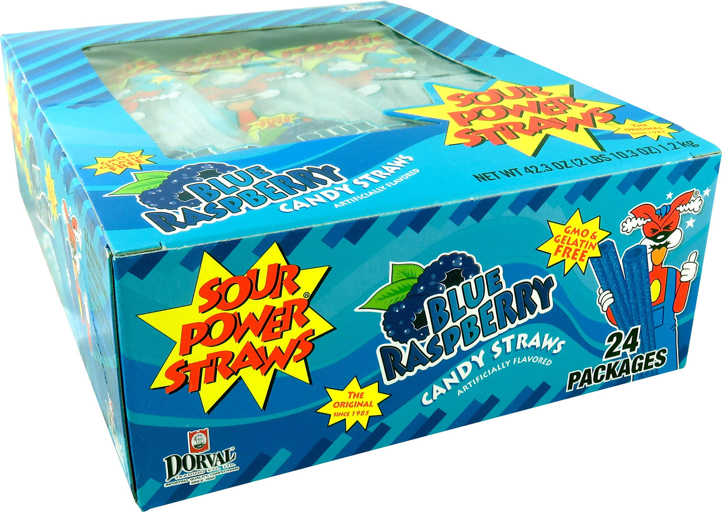 Sour Power Candy Straws, Blue Raspberry, 24-Count, 1.75 Ounce (Pack Of 24) (1)