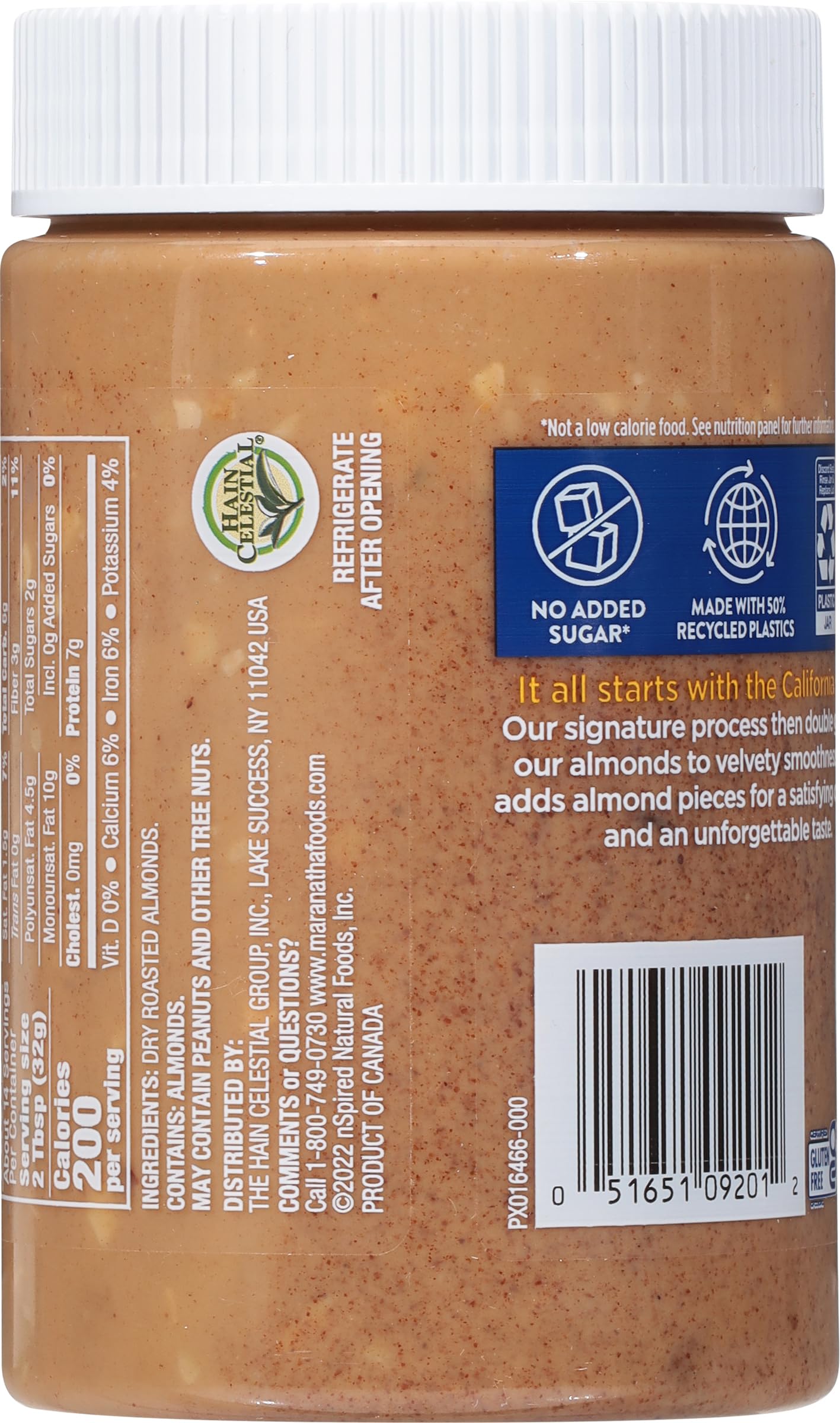 MaraNatha Natural Crunchy Roasted Almond Butter, 16 Ounce Jar (Pack of 2)