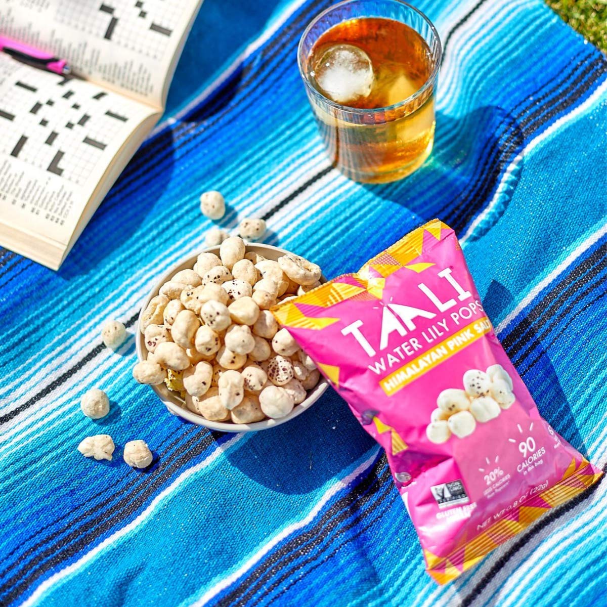 Taali Himalayan Pink Salt Water Lily Pops (10-Pack) - Roasted Fox Nuts Makhana Snack | Crunchy Indian Healthy Snacks | Protein-r