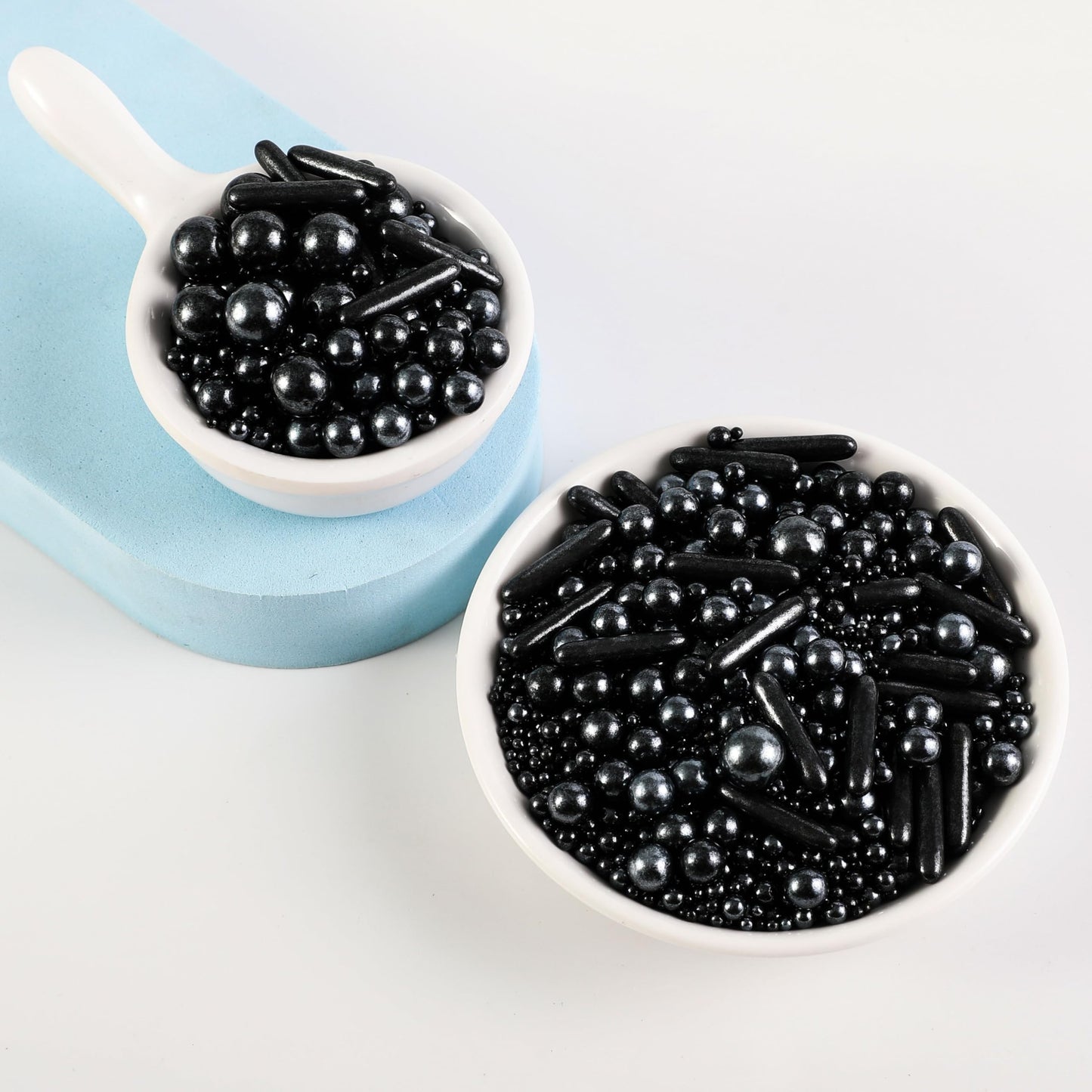 Kasvan Black Mix Sugar Sprinkles - Edible Candy Pearls With 4-Claw Sprinkle Pen,118G/4.16 Oz, Gift Box Pack, Baking Cake Decorations, Ice Cream Toppings And Cookie Decorating (Black)