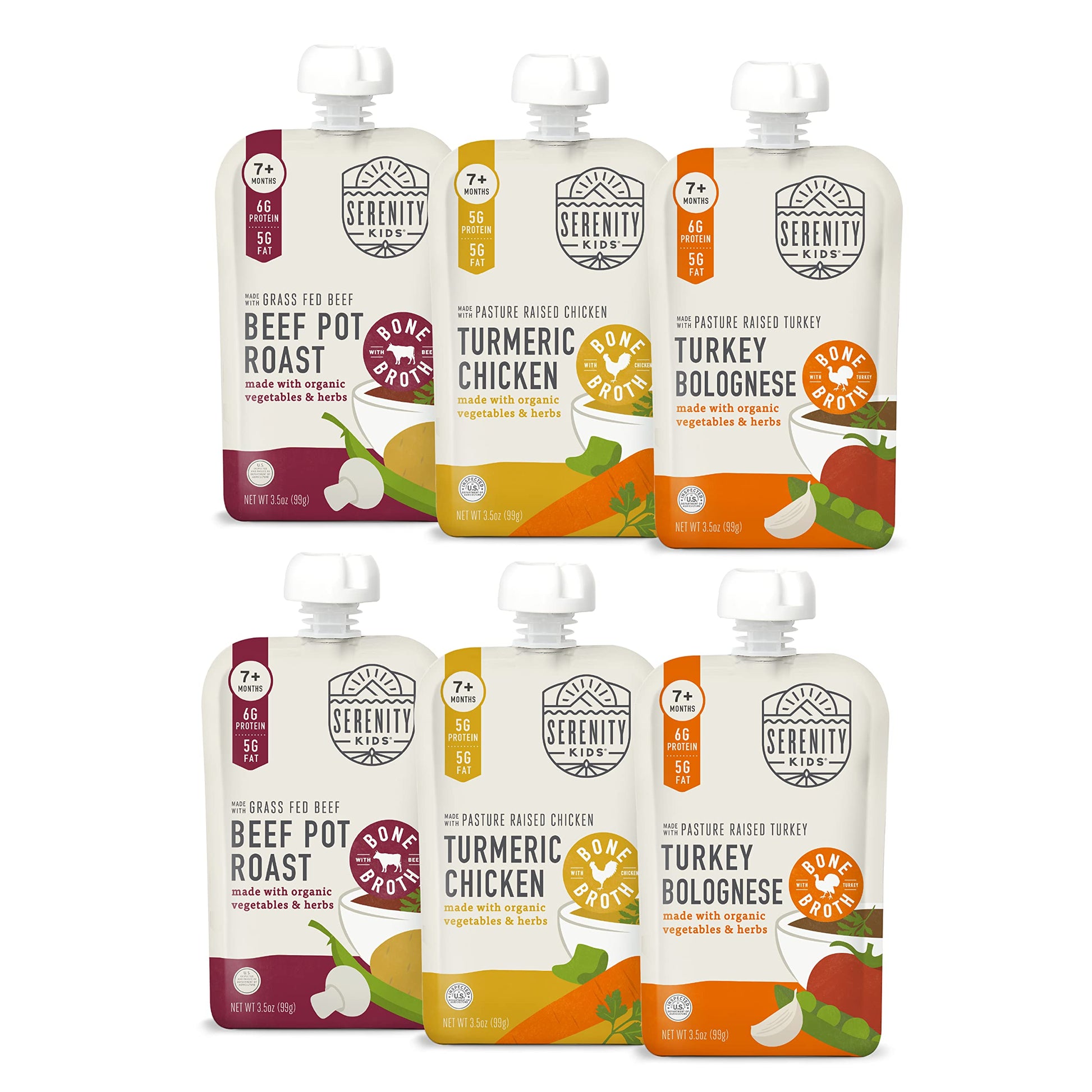 Serenity Kids 7+ Months Bone Broth Puree Made With Organic Veggies | Clean Label Project Purity Award Certified | 3.5 Ounce Bpa-