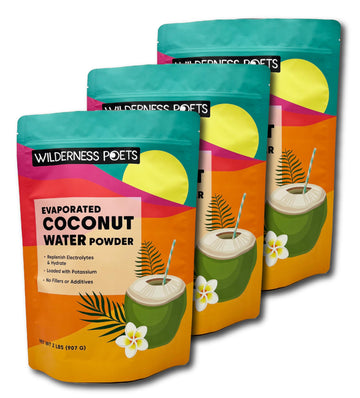 Wilderness Poets Coconut Water Powder - 100% Natural, No Fillers, Instant Mix - 32 Ounce (Pack of 3)