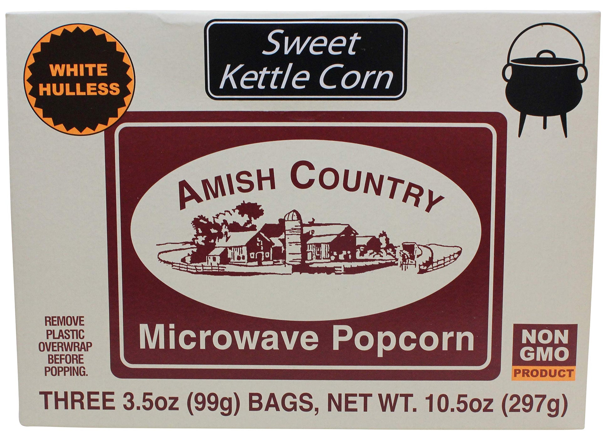 Amish Country Popcorn | Old Fashioned Microwave Popcorn | Non-Gmo, Gluten Free, Microwaveable And Kosher (Sweet Kettle Corn, 3 P