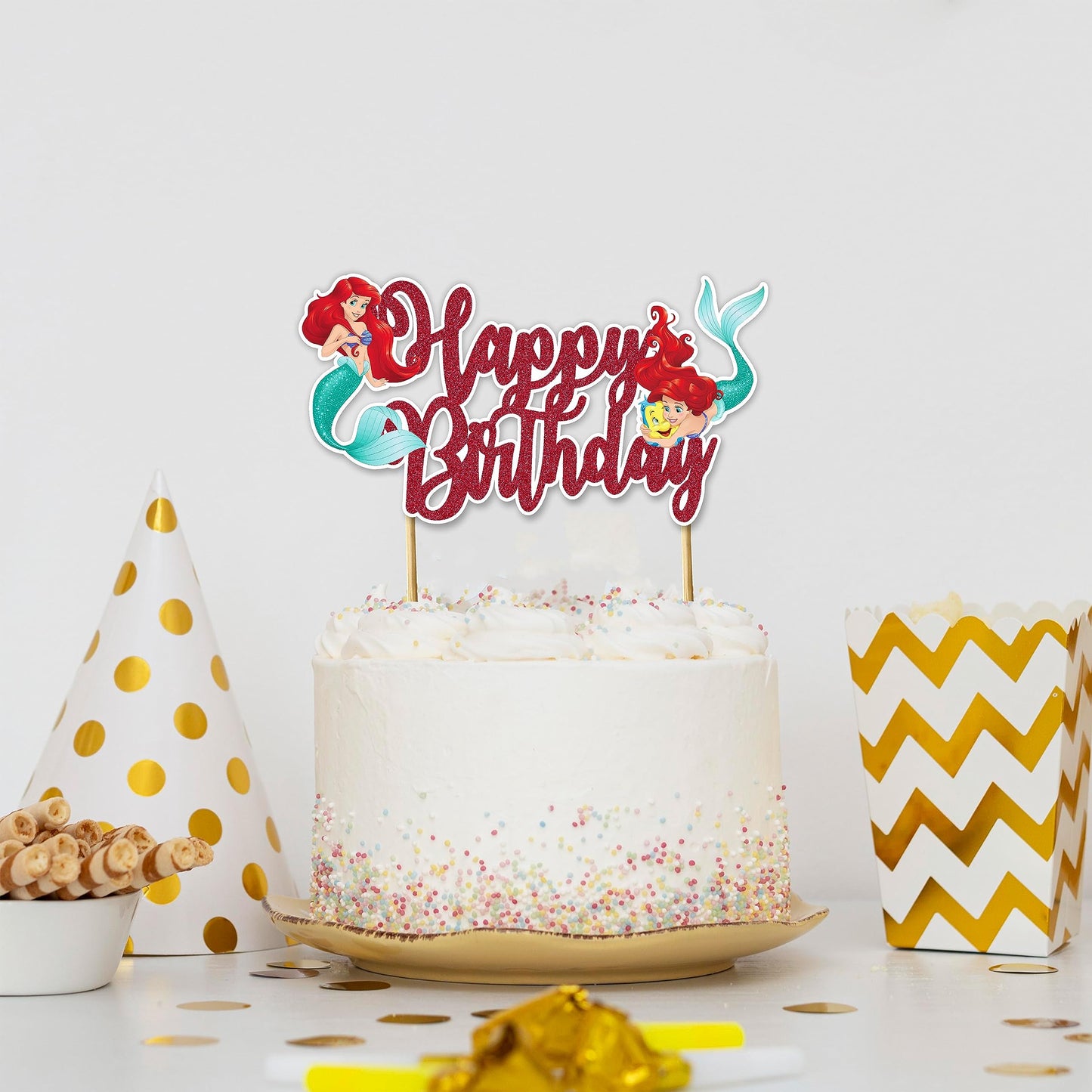 Seyal The Litle Mermaid Happy Birthday Cake Topper
