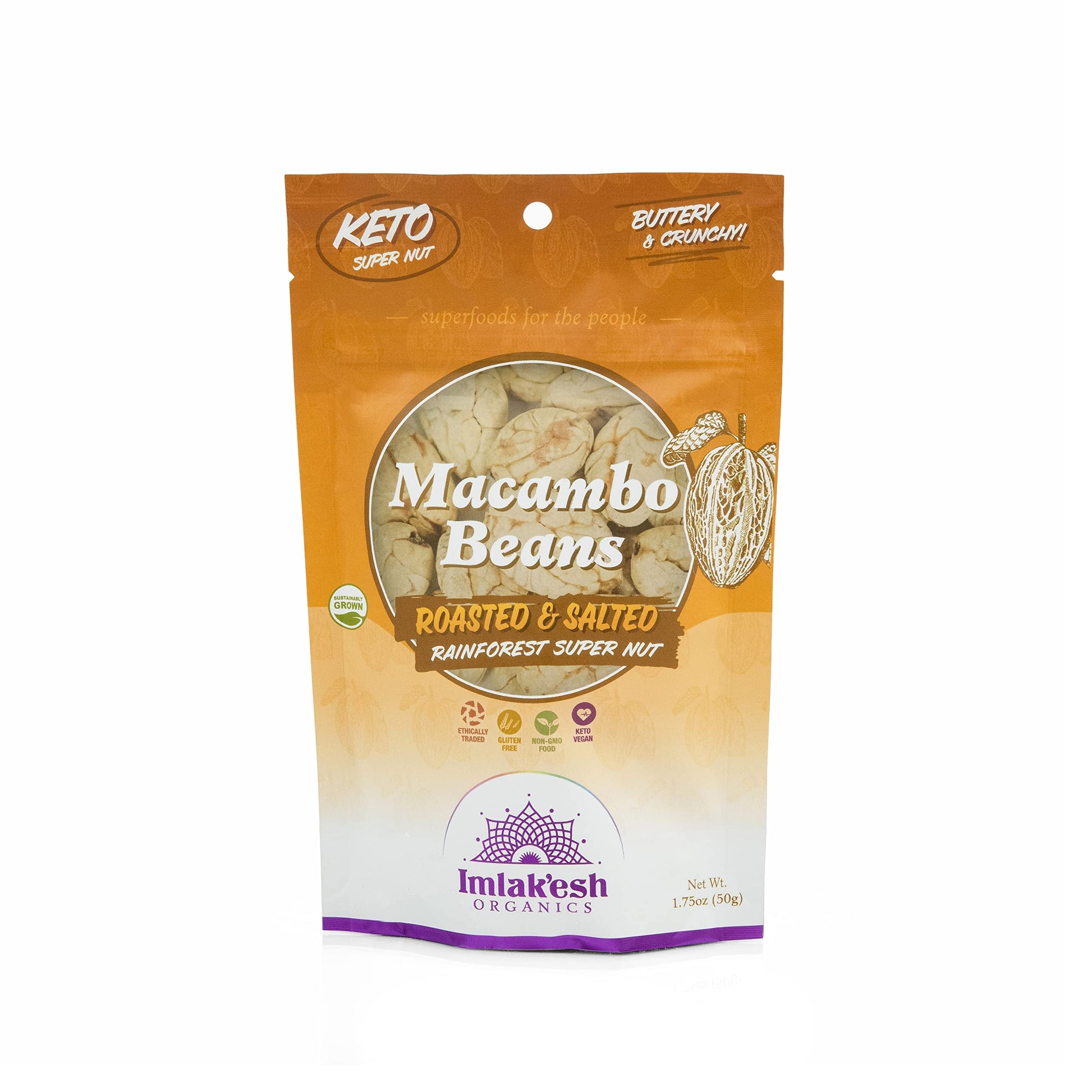Imlakesh Organics, Macambo Beans (1.75-Ounce Pouch), Snackable Super-Nuts     Keto | Paleo | Regenerative | Heirloom | Fiber | 