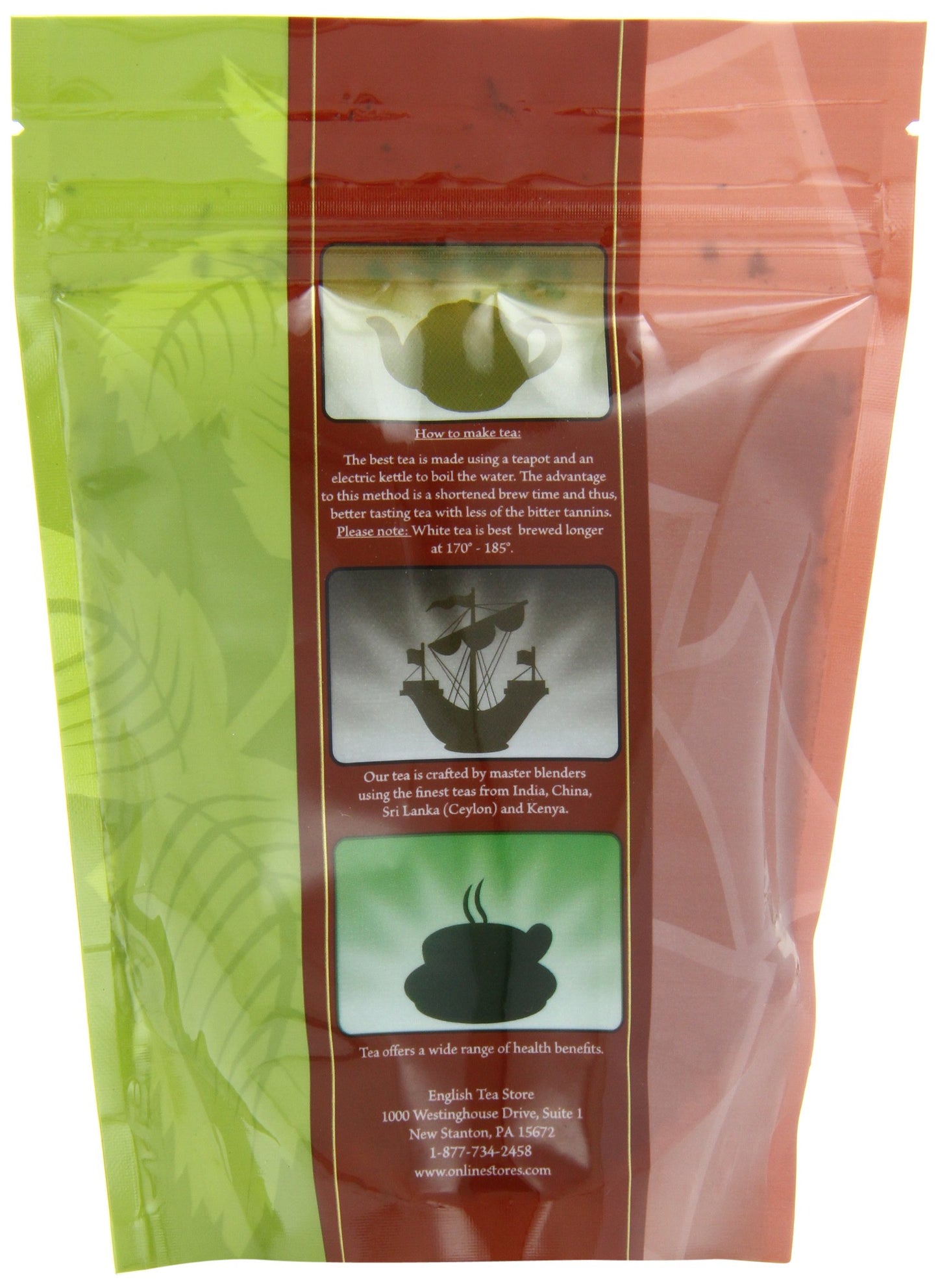 English Tea Store Loose Organic Ceylon Black Tea Pouches, 4oz, Delicate Floral Notes, Great for Afternoon Serving