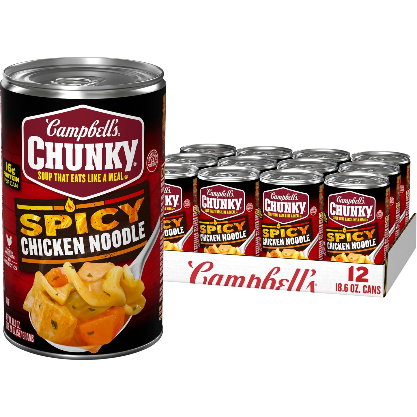 Campbell s Chunky Soup, Spicy Chicken Noodle Soup, 18.6 oz Can (Case of 12)