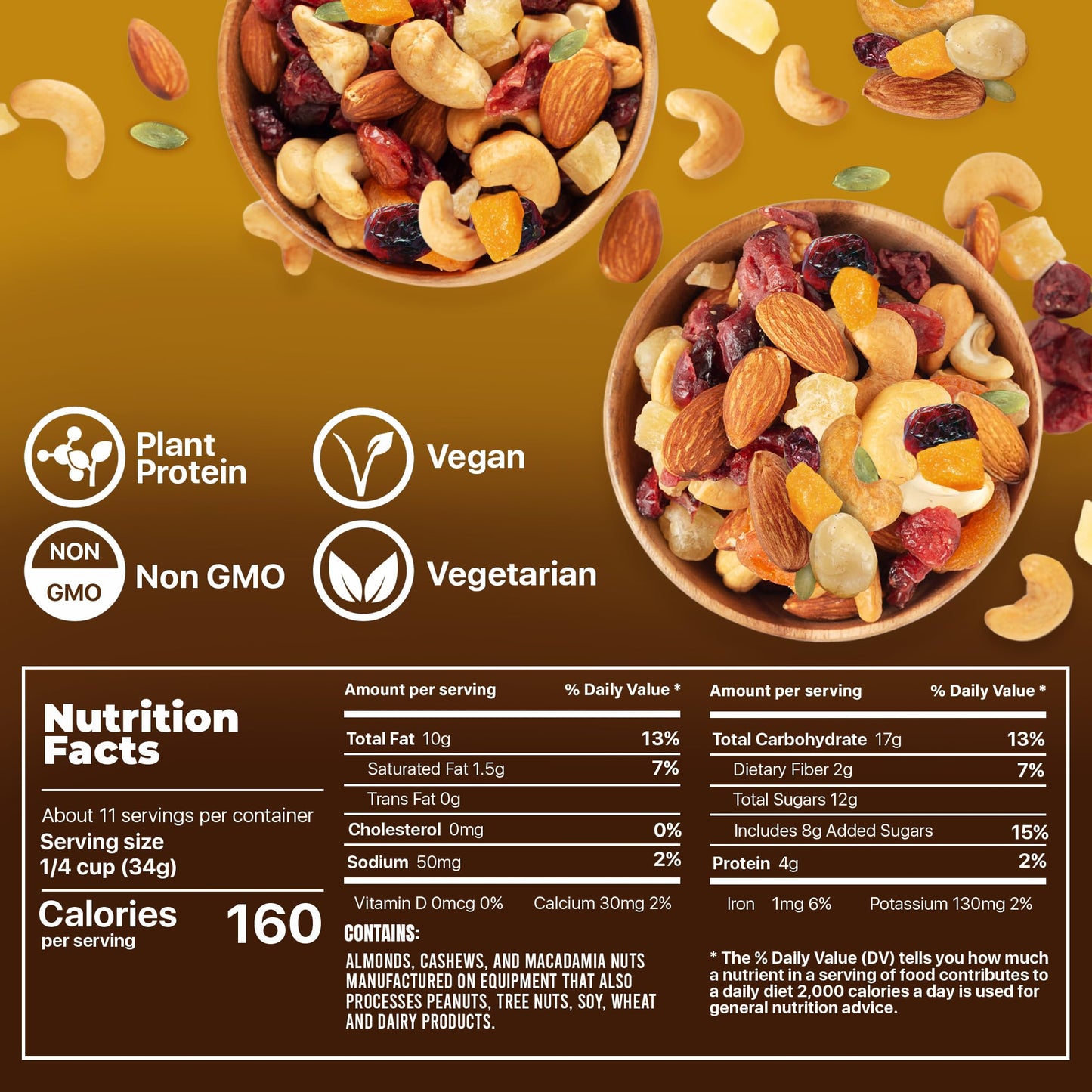 Premium Orchard Tropical Trail Mix, Gluten Free, Mango Macadamia Nut Blend, 13 Ounce