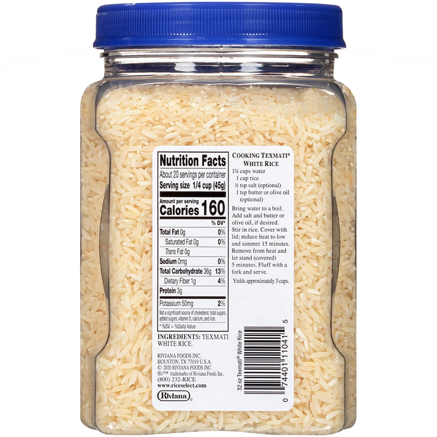 RiceSelect Texmati White Rice, Long Grain, Gluten-Free, Non-GMO, 32 oz (Pack of 4 Jars)
