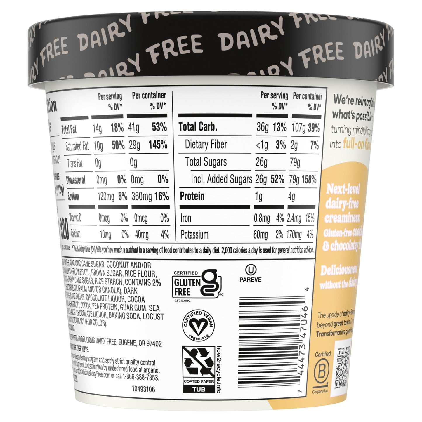 So Delicious Dairy Free Coconutmilk Frozen Dessert, Cookie Dough, Vegan, Non-GMO Project Verified, 1 Pint