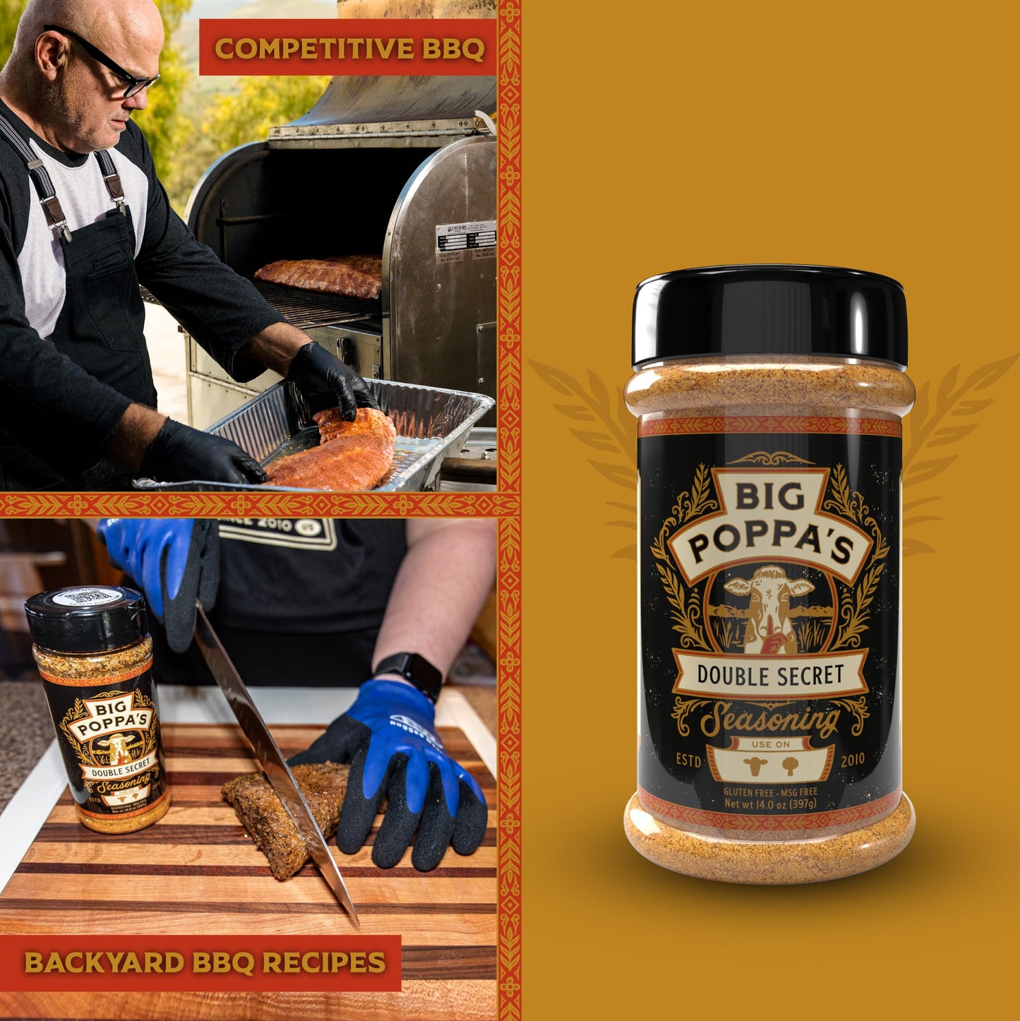 Big Poppa Smokers Double Secret Steak Rub - 3 Pack Bundle, 14 Ounce Each