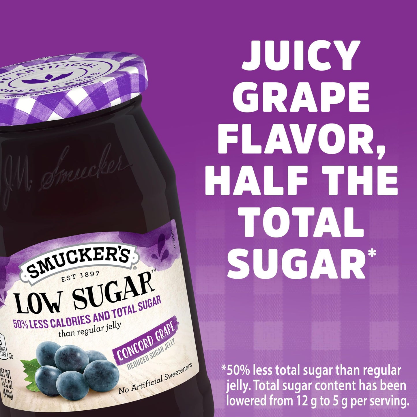 Smuckers Low Sugar Concord Grape Reduced Sugar Jelly, 15.5 Ounces