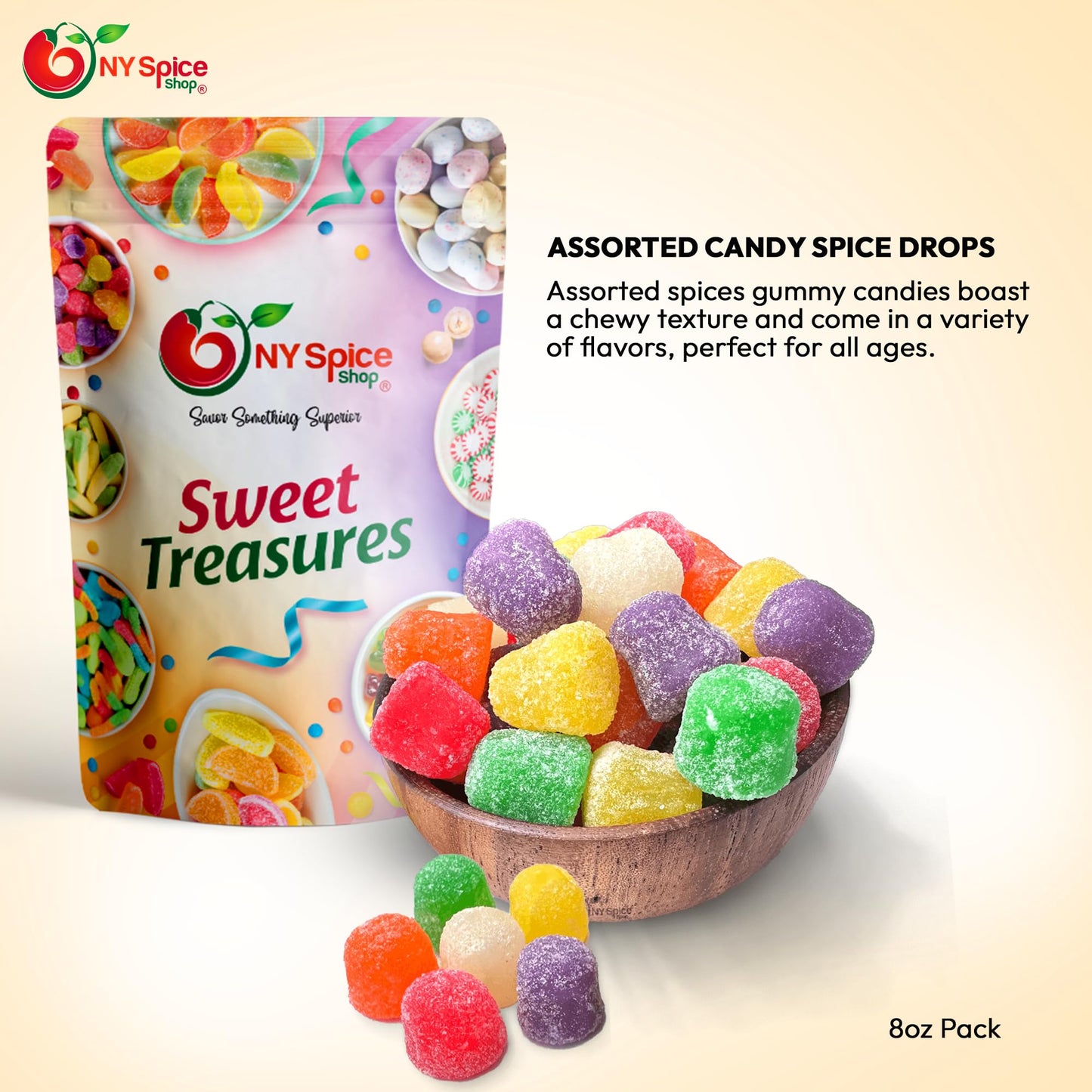 NY SPICE SHOP Assorted Spice Drops - Spice Drops - Gum Drops Candy - Gum Drops - Gumdrops - Spiced Gum Drops - Gumdrops Candy -