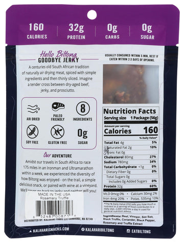 Kalahari, Jerky Beef Kalahari Biltong Rosemary Truffle, 2 Ounce