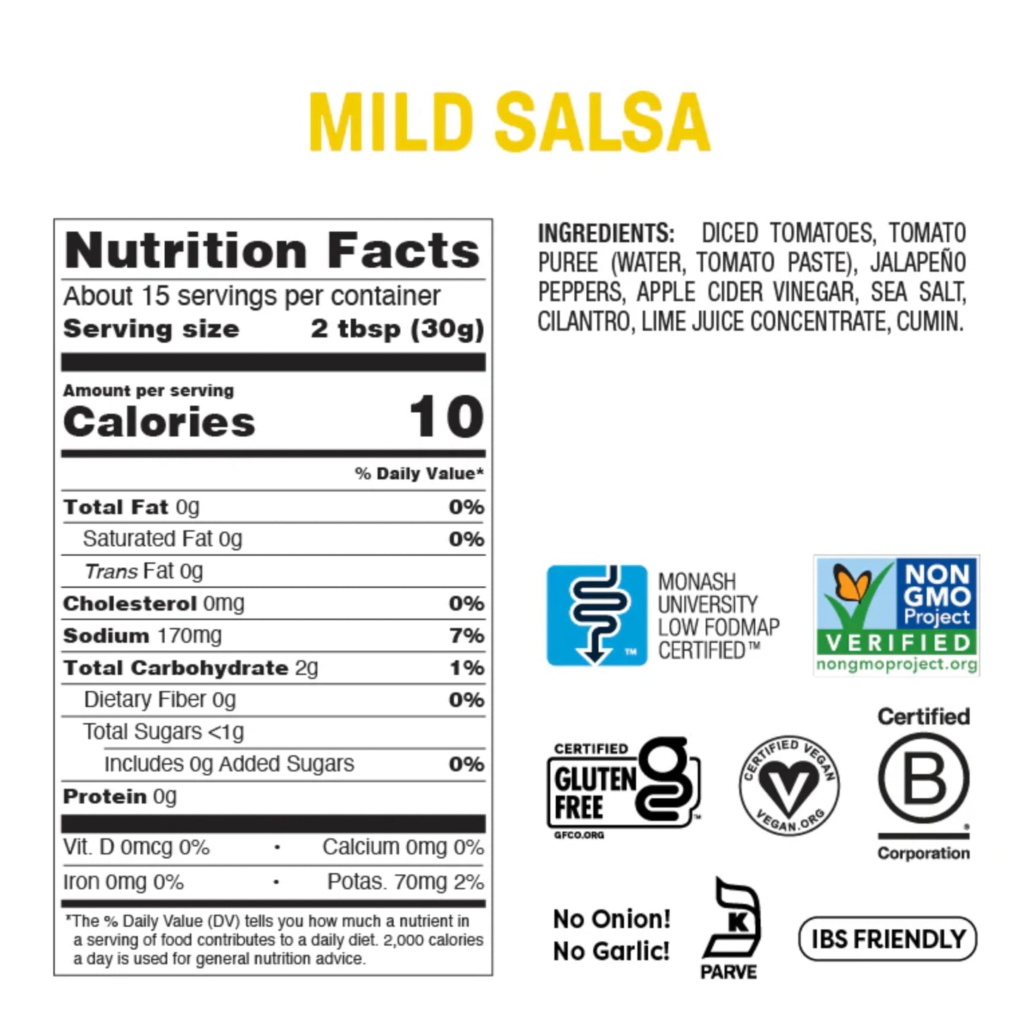 Fody Foods Vegan Mild Salsa - Chunky Tomato Jalapeno - Low FODMAP, Gluten Free - 1 Count - Natural