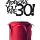 30 Birthday Cake Toppers - Black Glitter, Thirty, 30th Birthday, Decorations