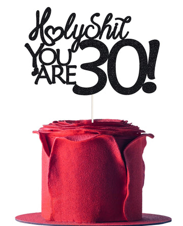 30 Birthday Cake Toppers - Black Glitter, Thirty, 30th Birthday, Decorations