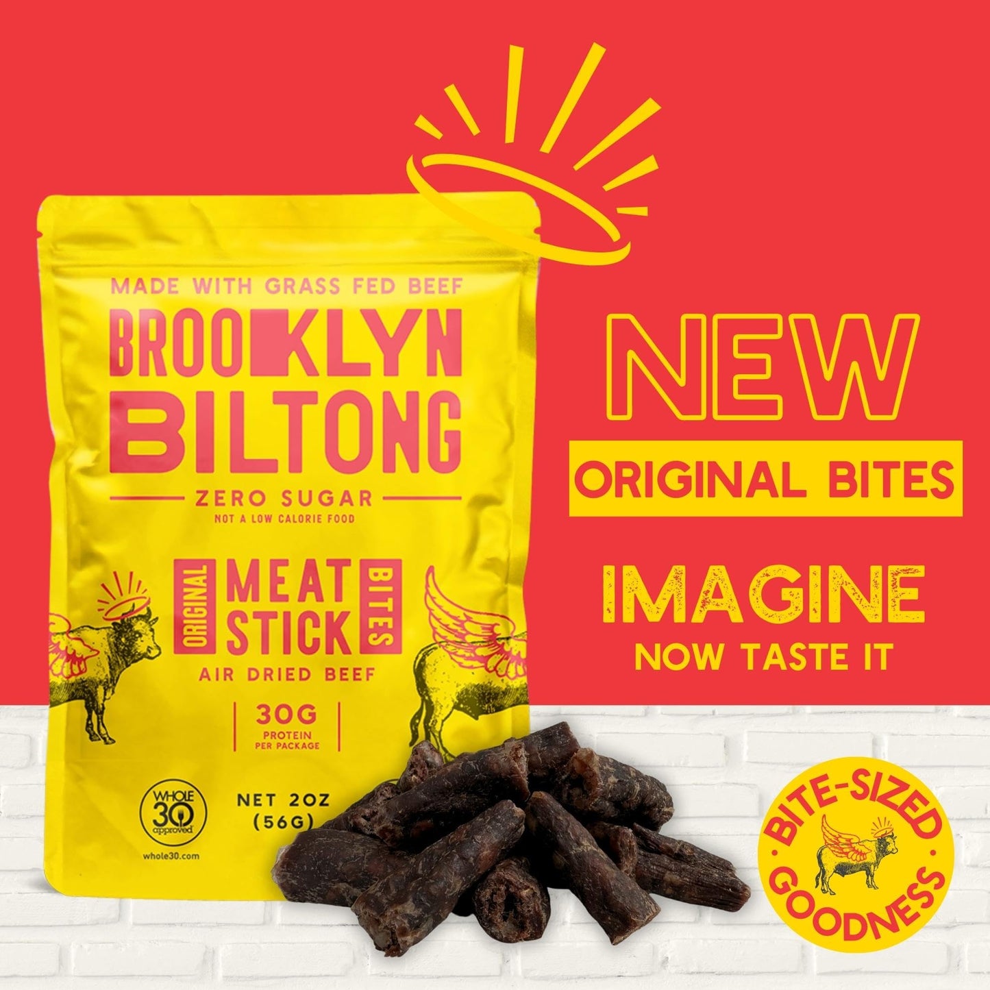 Brooklyn Biltong - Meat Stick Bites - Whole-Wors - Air Dried Grass Fed Beef Snack - Whole30 Approved, Paleo, Keto, Gluten Free,