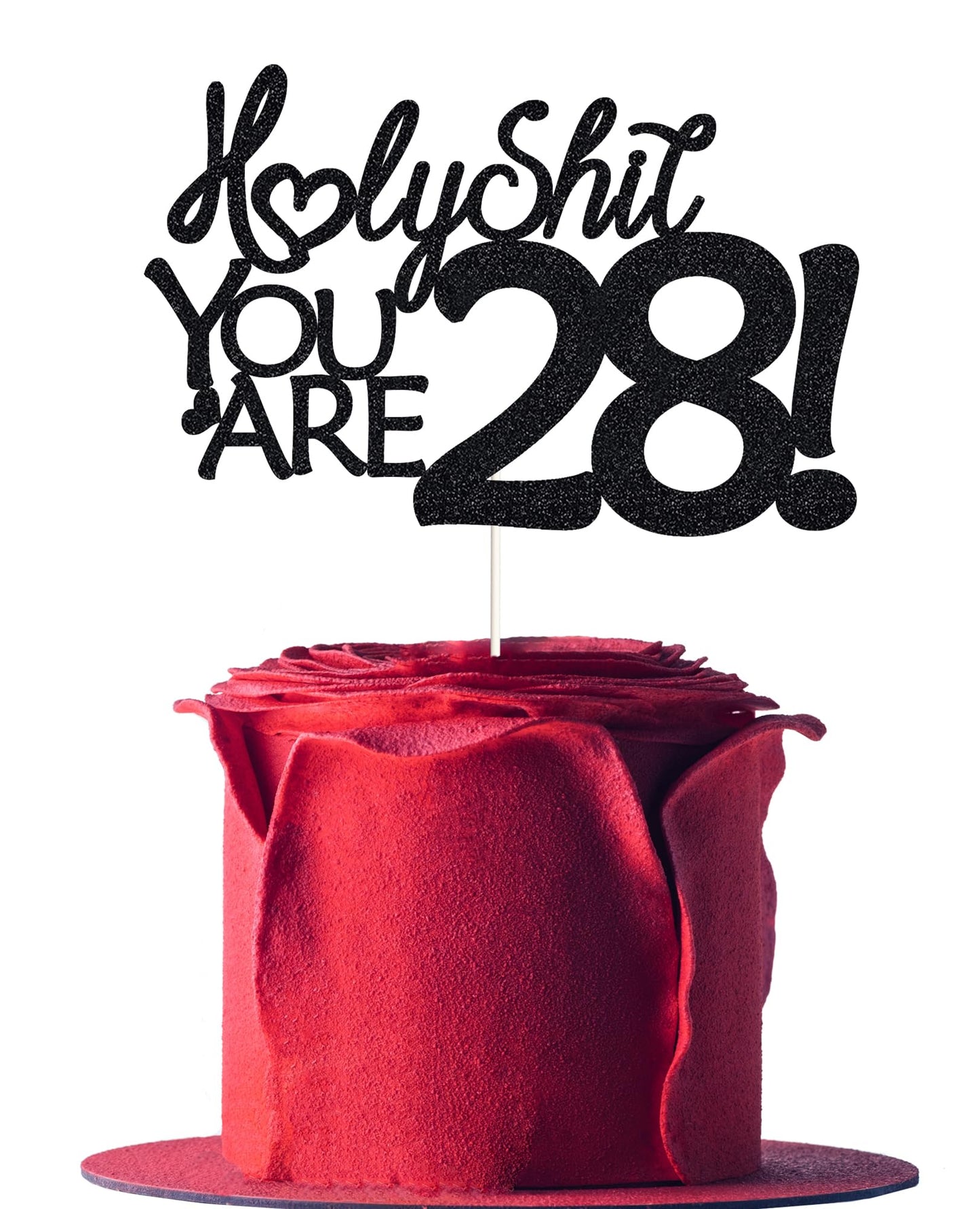 28 Cake Toppers, 28 Birthday Cake Toppers-Black Glitter, Funny 28Th Cake Topper For Men,28 Cake Topper For Women, 28Th Birthday