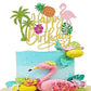 1 Pcs Tropical Luau Happy Birthday Cake Topper Glitter Flower Flamingo Turtle Leaf Pineapple Palm Tree Cake Pick For Summer Beac