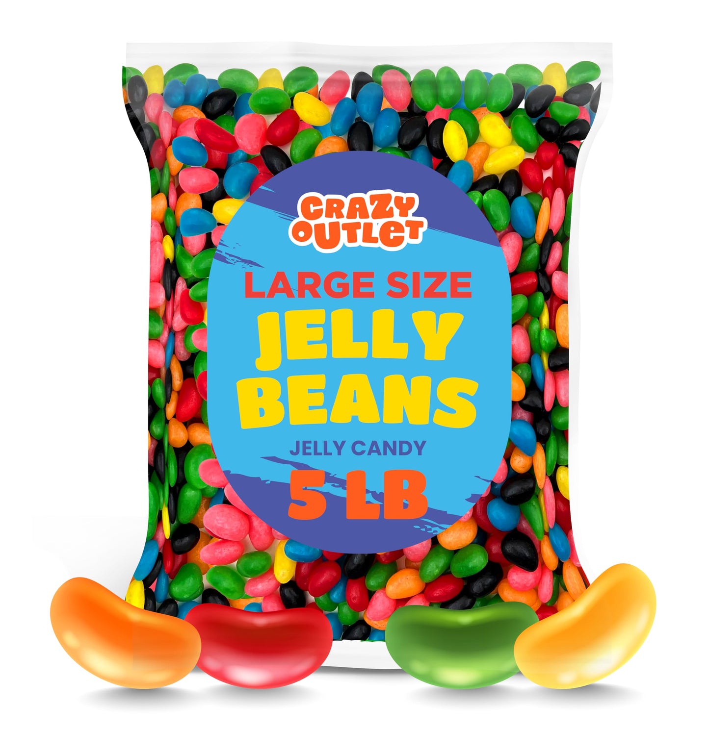 Jelly Beans Candy, Fruit And Licorice Flavored - Bulk Pack 5 Pounds - Classic Sweets