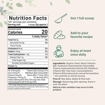 Micro Ingredients Organic Nutritional Yeast Flakes, 2lb - Vegan Protein, B Vitamins, Keto Friendly, Non-GMO, Gluten Free, Dairy Free