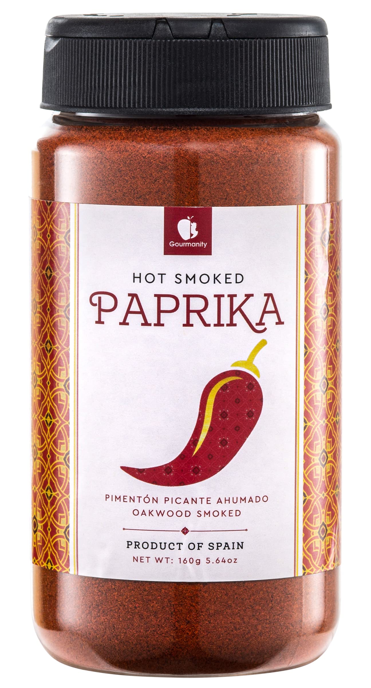 Gourmanity Hot Smoked Paprika Powder, Premium Spanish Seasoning, 5.64 oz, Kosher, Gluten Free