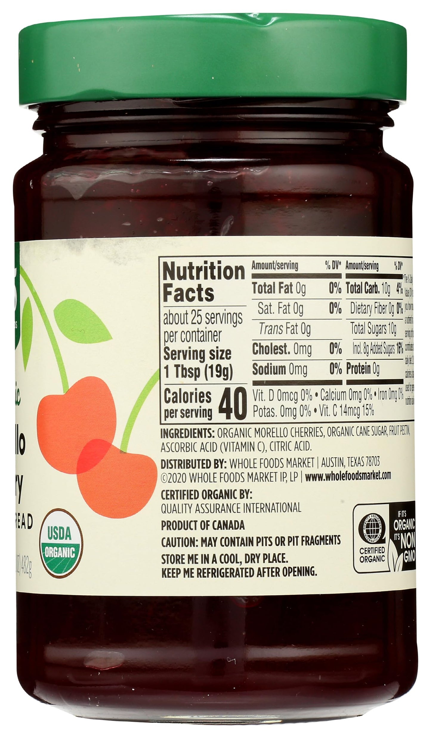 365 by Whole Foods Market, Organic Cherry Fruit Spread, 17 Ounce