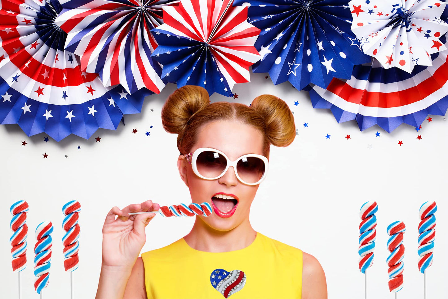 Patriotic Twist Lollipop, Usa Red, Blue, & White Mixed Fruit Flavor, Individually Wrapped, 3'' Inch Sucker (24-Pack)