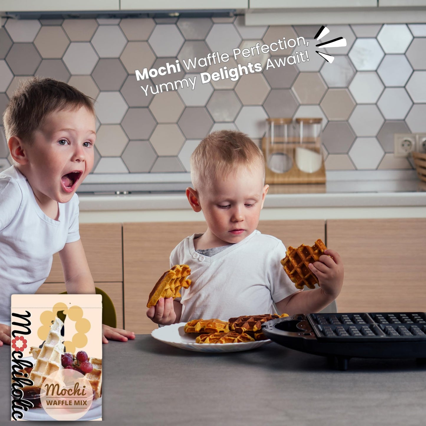 Mochi Waffle Mix Original Recipe - Rice Flour, Low Calories And Sugar - Essential Nutrients - 12 Oz Healthy Daily Snacks By Mochiholic (Pack Of 1)