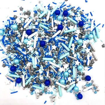 Weraru Edible Blue Silver Pearl Mix Sprinkles Candy Mixing Size Baking Edible Cake Decorations Cupcake Toppers Cookie Decorating