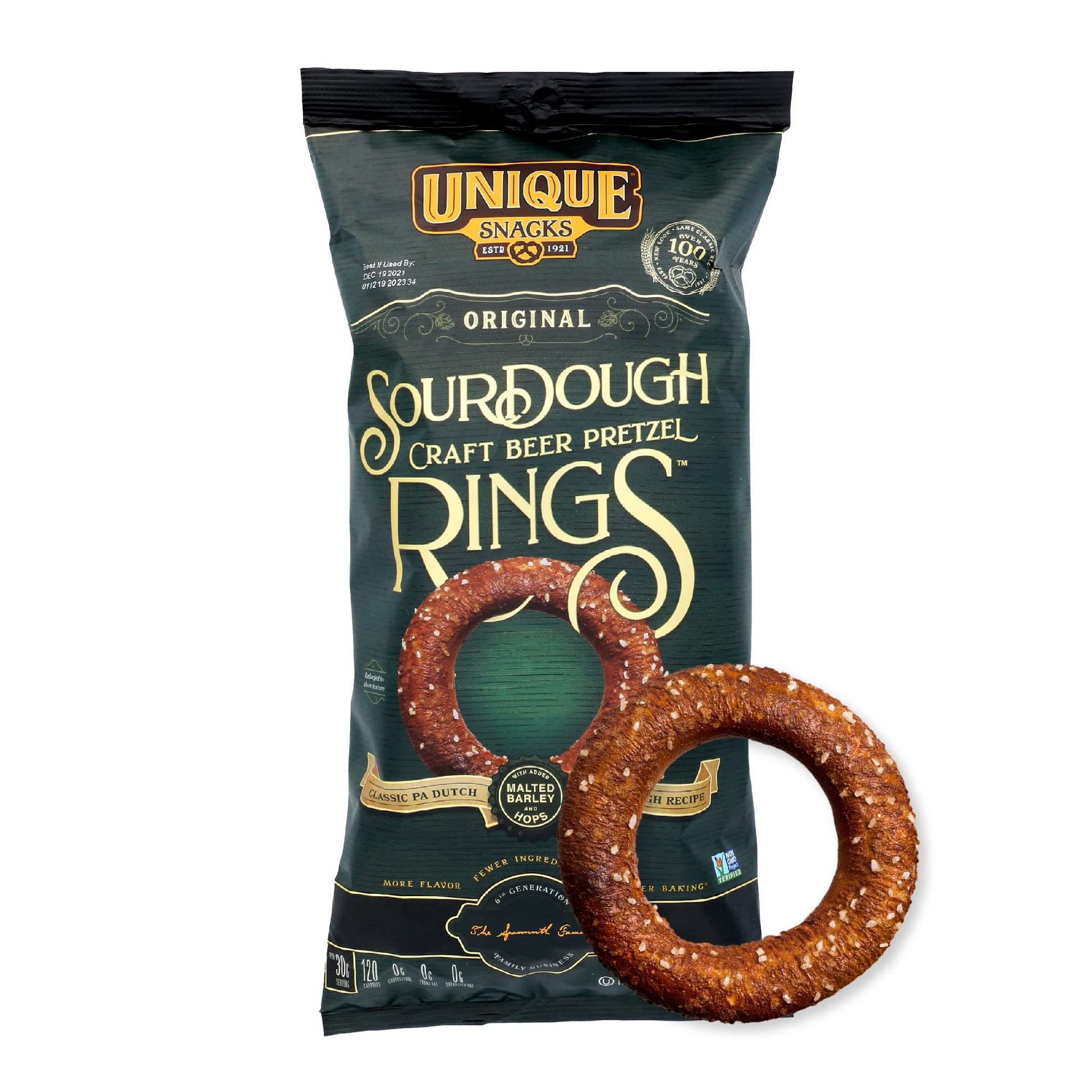 Unique Snacks Sourdough Pretzel Rings, Vegan, Non-GMO, 11 Oz (Pack of 3)