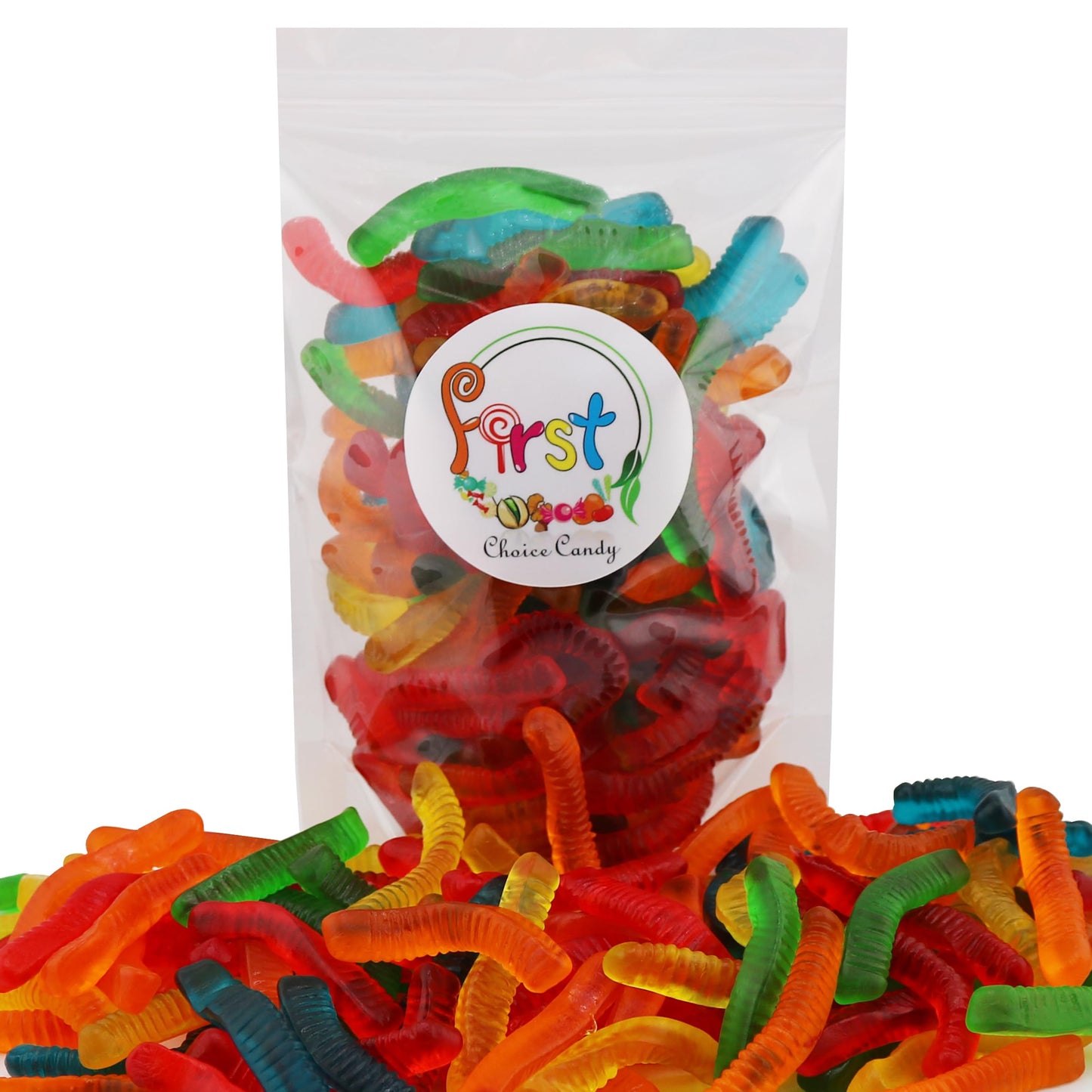 Firstchoicecandy Sweet & Sour Gummy Worms, Multi Flavors And Solid Colors (2 Pound, Sweet Mix Fruit)