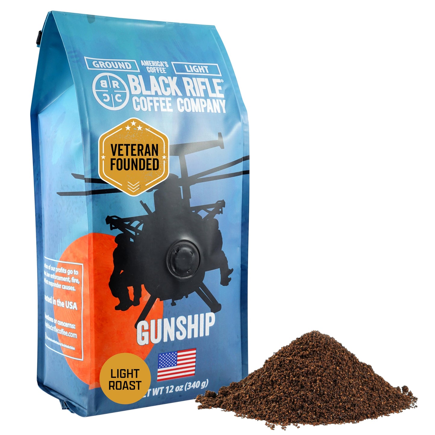 Black   Coffee Company Gunship Roast, 12Oz Bag, Ground Coffee Light Roast - Roasted Blend Made From Arabica Beans - Colombian & Brazilian Beans - Veteran Founded & American Made