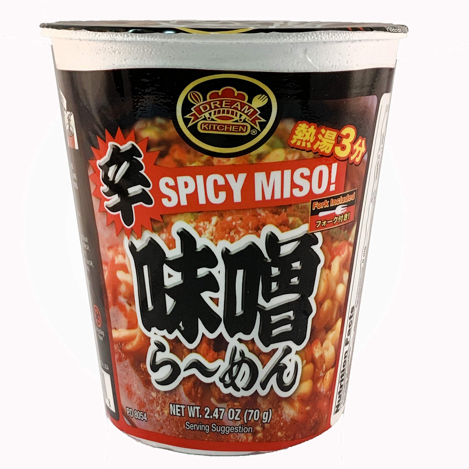 DREAM KITCHEN CUP RAMEN SPICY MISO BOX 2.47 Ounce (Pack of 12) (Spicy Miso)
