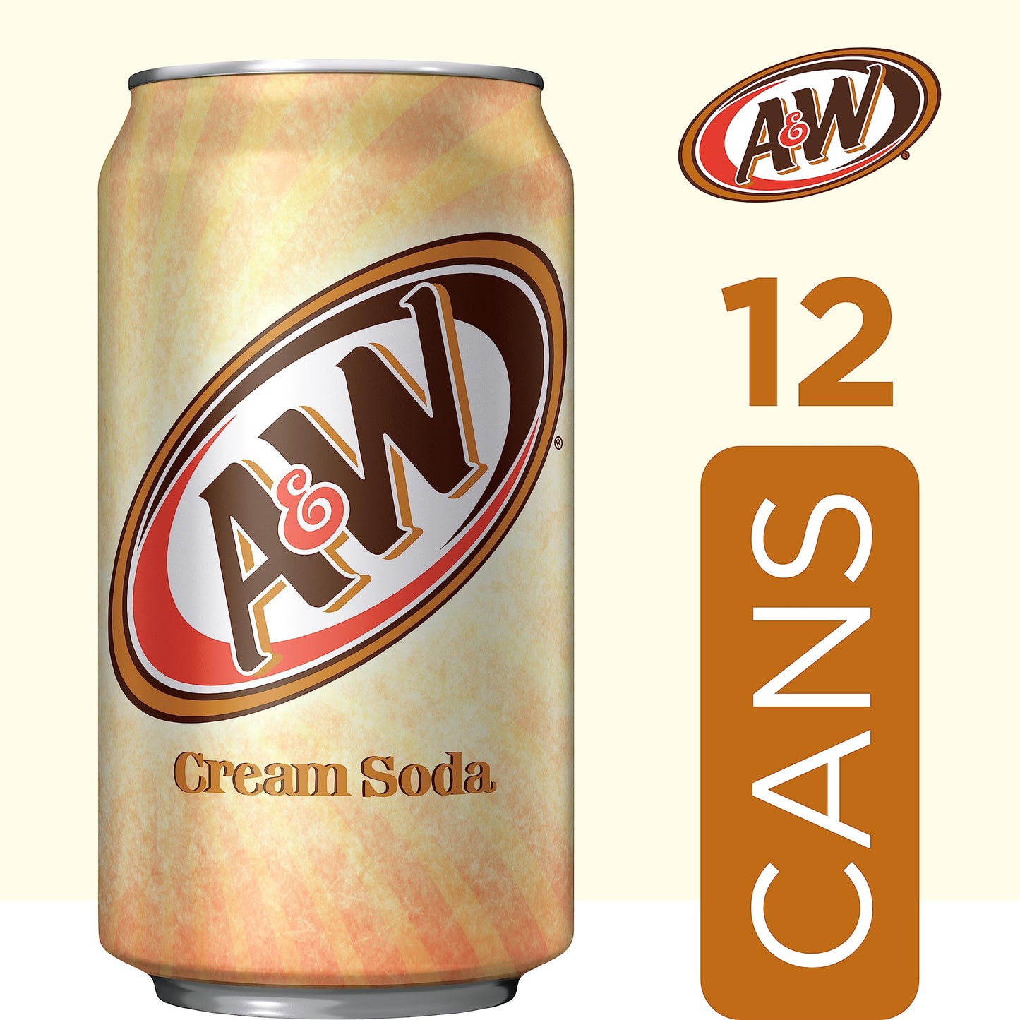 A&W Cream Soda, 12 fl oz Cans, 12 Pack, Carbonated Soft Drink